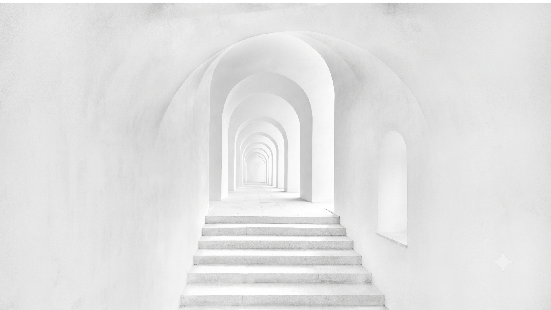 A sequence of white arches representing the project brief