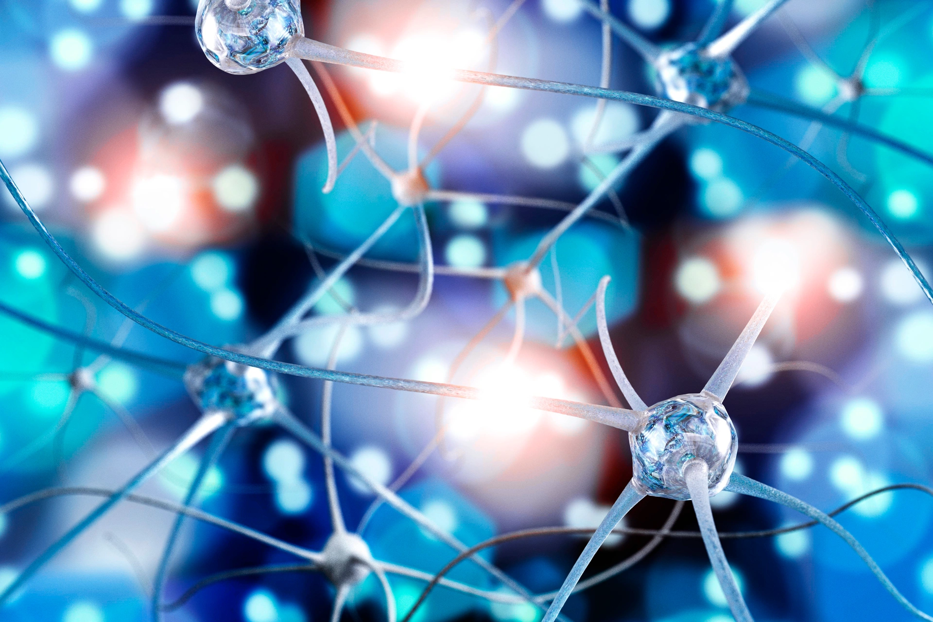 An abstract network of illuminated neural connections
