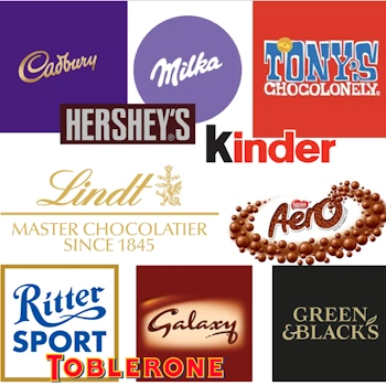 Chocolate brand imagery for the UK brand equity webinar