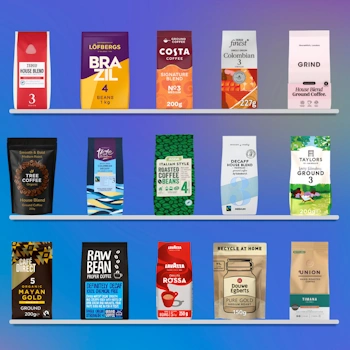 Coffee packs shown for the coffee packaging testing webinar